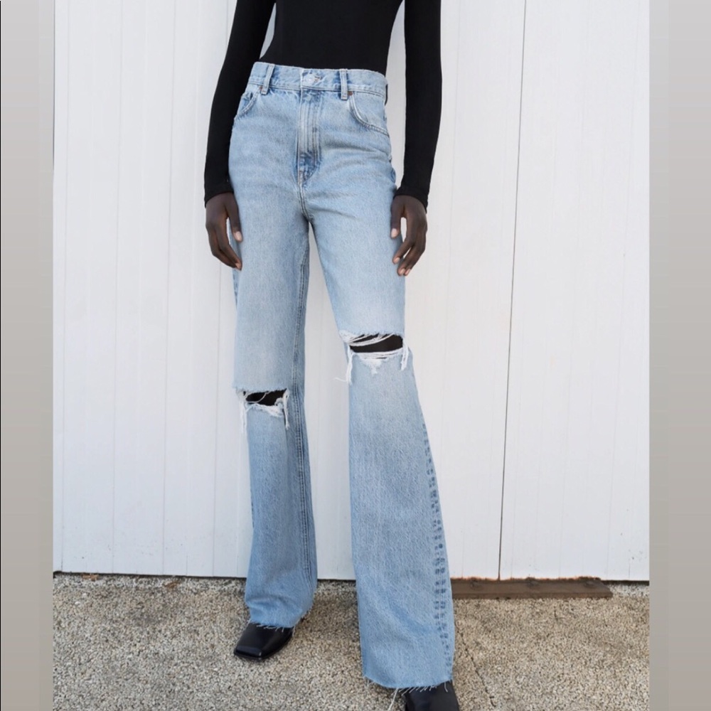 hi rise wide leg full length jeans